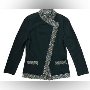Lafayette 148 Evening Jacket top Size 8 Black Tweed Trim Business Designer EUC